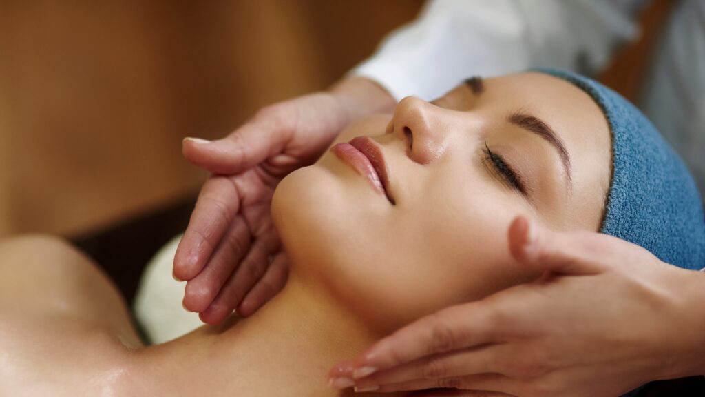 Image of a woman getting a facial